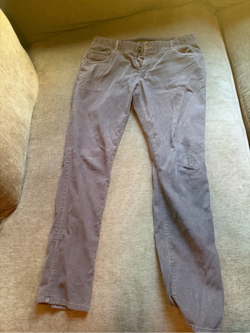 2 Pack - Zara Casual Slim Straight Corduroy Pants in Gray and Khaki Beige